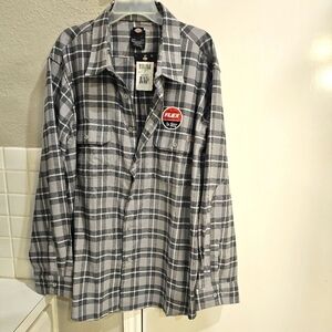 NWT Dickies Flex Moisture Wicking Long Sleeved Plaid Grey Shirt 4XL